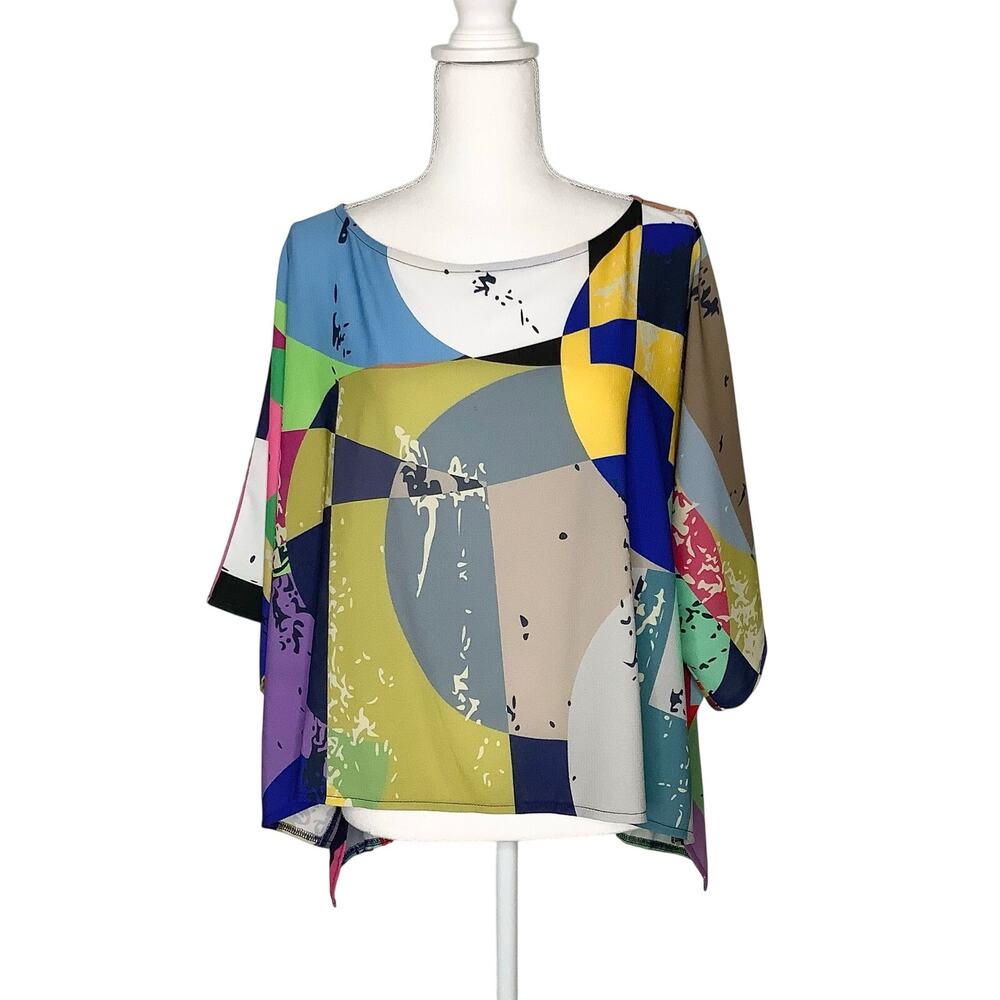 Kozan Alina Mod Squad Blouse Top Dolman Sleeves High Low Hem One Size